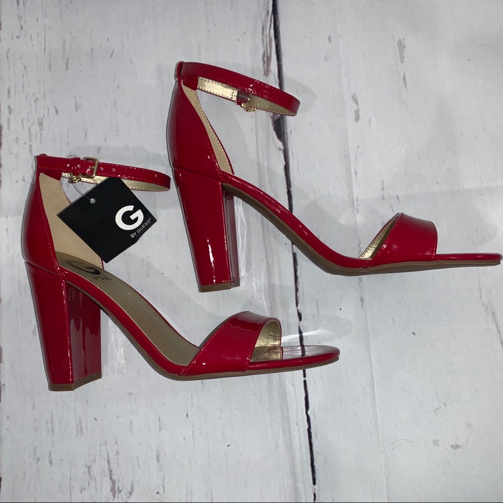 Guess red hot ankle strap chunky heels - Picture 5 of 8